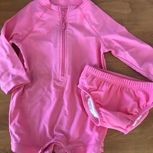 Primary Baby one piece rash guard and swim bottom